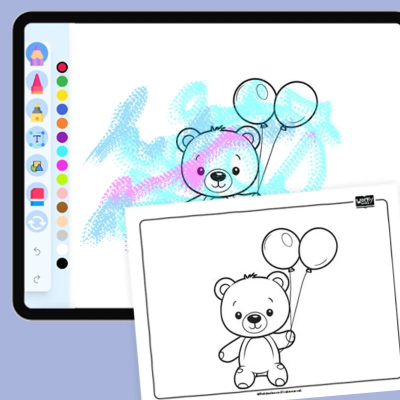 Teddy Bear's Birthday Balloon — coloring-pages coloring page for Grade 1, Grade 2, Grade 3, Grade 4, Grade 5, page 1 of 1