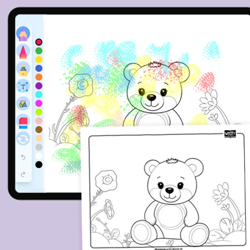 Teddy Bear's Flower Garden — coloring-pages coloring page for Grade 1, Grade 2, Grade 3, Grade 4, Grade 5, page 1 of 1
