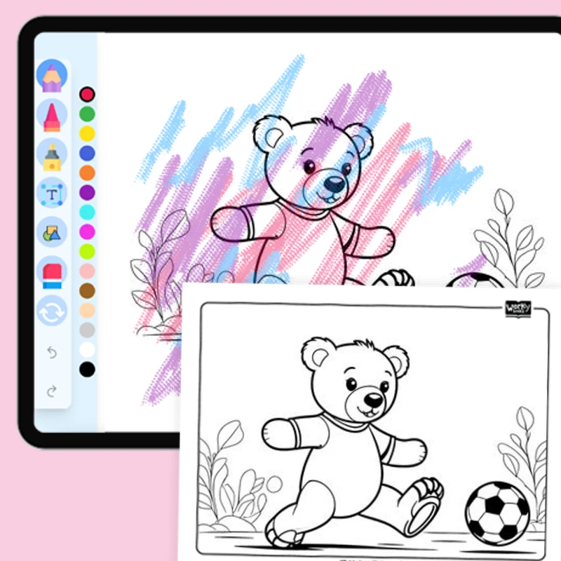 Teddy Bear's Soccer Game — coloring-pages coloring page for Grade 1, Grade 2, Grade 3, Grade 4, Grade 5, page 1 of 1