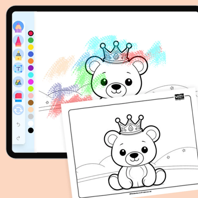 Teddy Bear's Royal Crown — coloring-pages coloring page for Grade 1, Grade 2, Grade 3, Grade 4, Grade 5, page 1 of 1