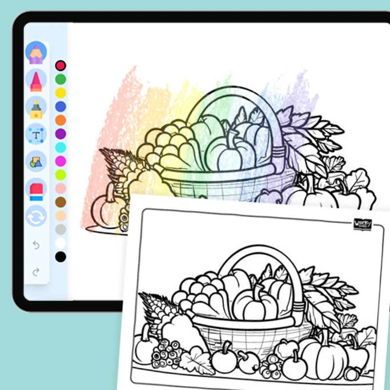 Thanksgiving Harvest — coloring-pages coloring page for Grade 1, Grade 2, Grade 3, Grade 4, Grade 5, page 1 of 1