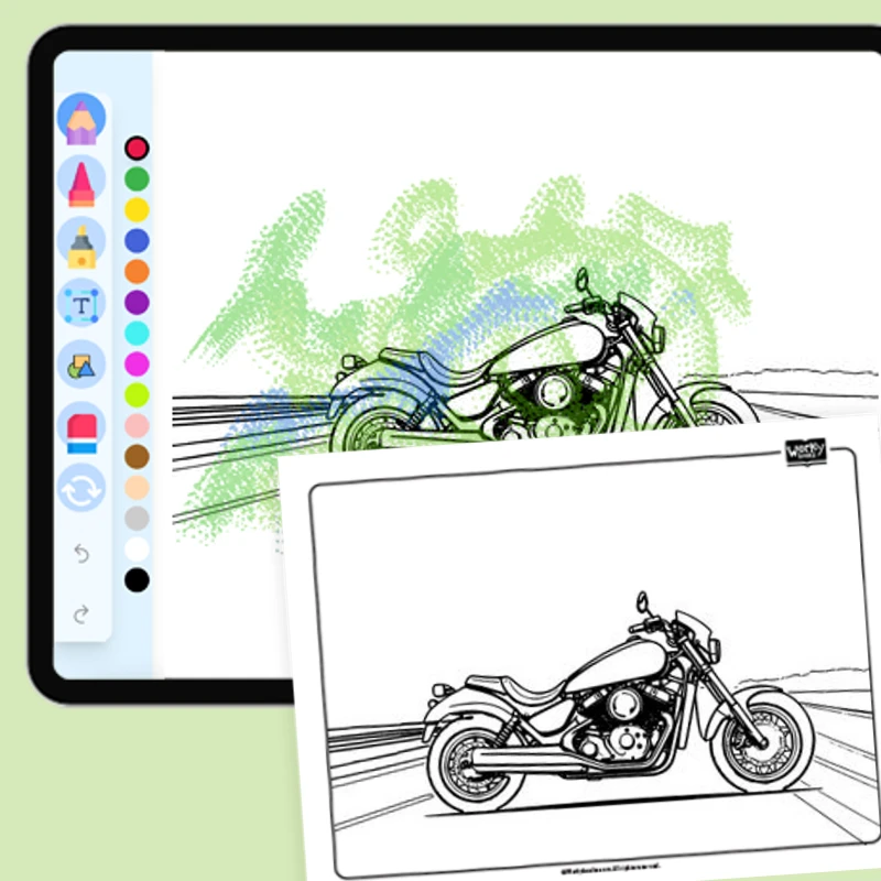 Motorcycle — coloring-pages coloring page for Grade 1, Grade 2, Grade 3, Grade 4, Grade 5, page 1 of 1