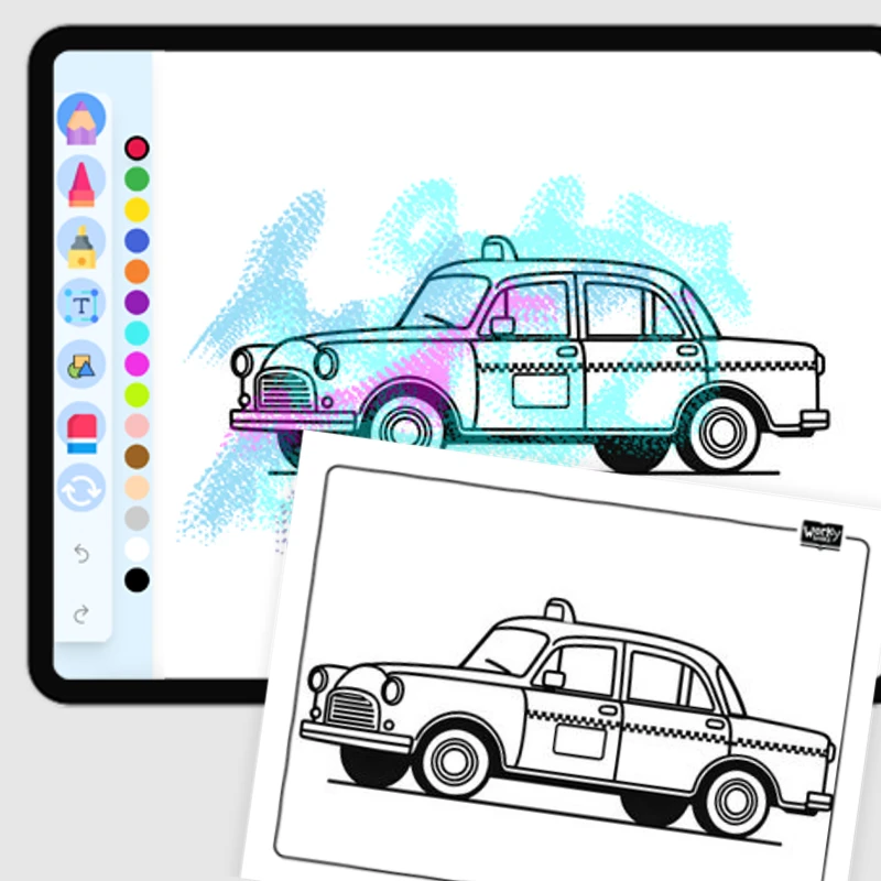 Timmy's City Taxi — coloring-pages coloring page for Grade 1, Grade 2, Grade 3, Grade 4, Grade 5, page 1 of 1