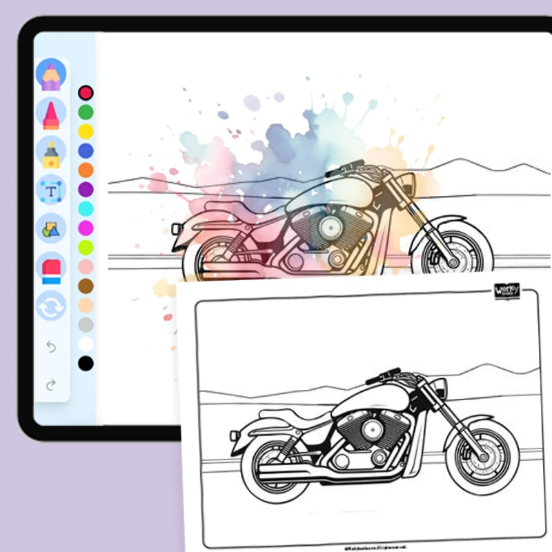 Motorcycle on the Highway — coloring-pages coloring page for Grade 1, Grade 2, Grade 3, Grade 4, Grade 5, page 1 of 1