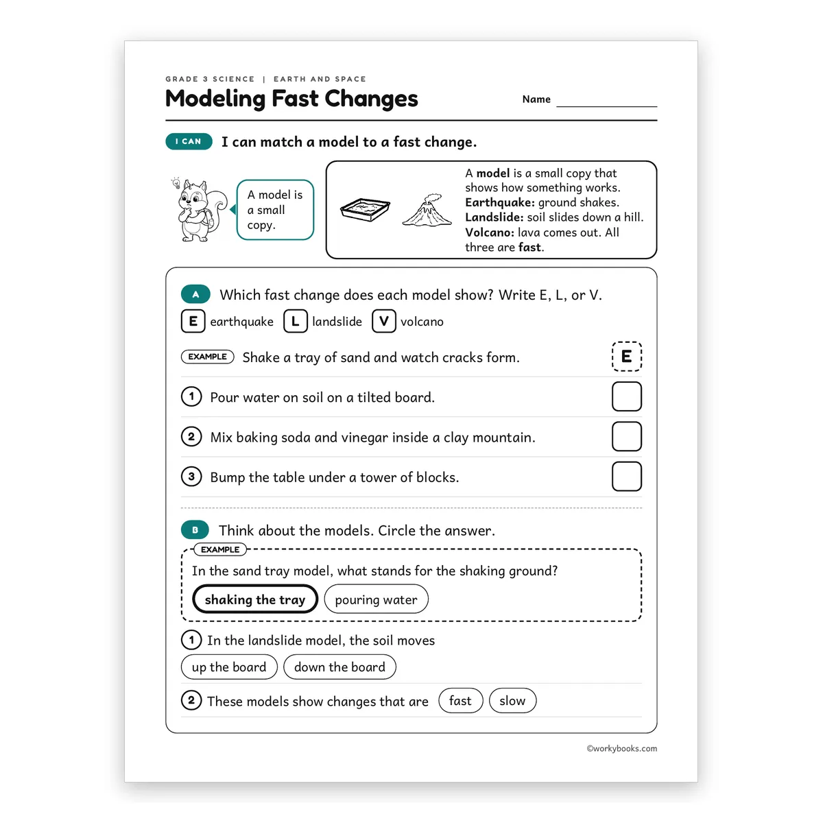 3rd Grade Modeling Fast Changes — science worksheet for Grade 3, page 1 of 2