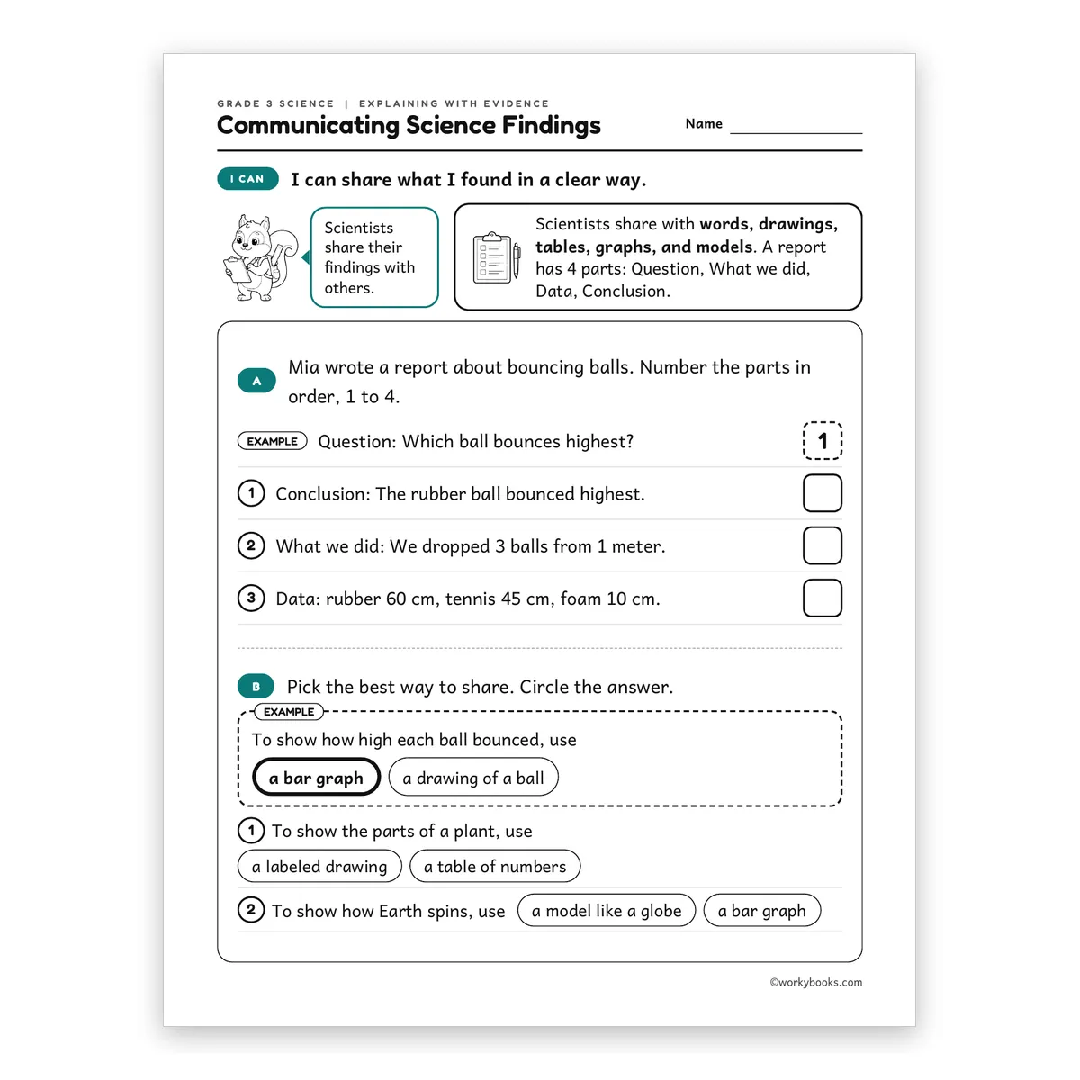 3rd Grade Communicating Science Findings — science worksheet for Grade 3, page 1 of 2