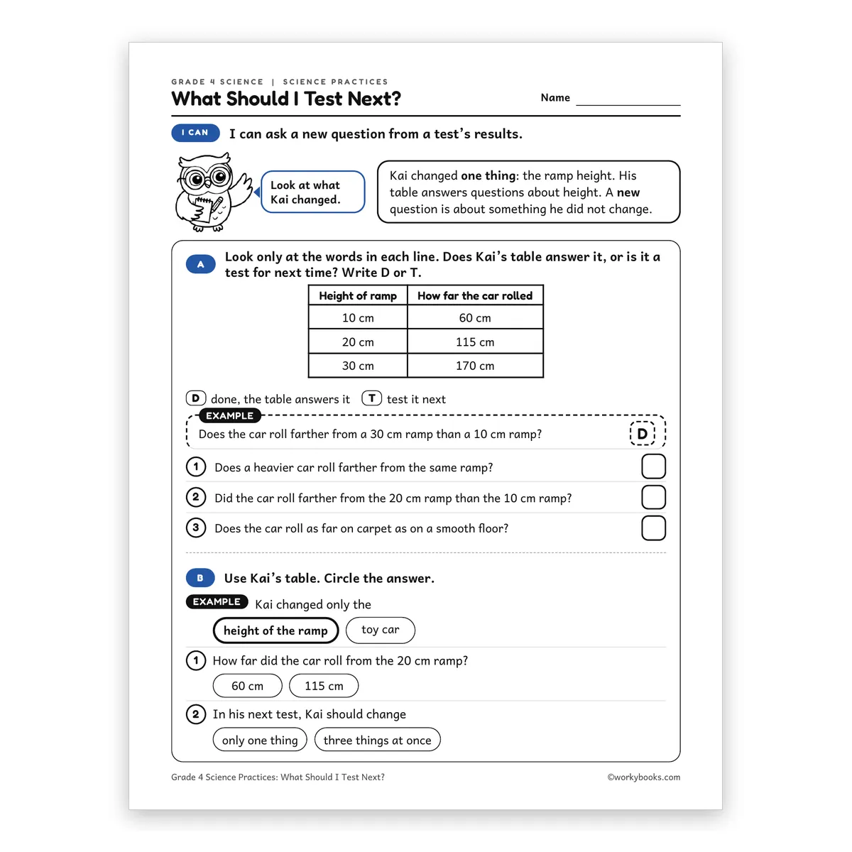 What Should I Test Next? — science worksheet for Grade 4, page 1 of 2