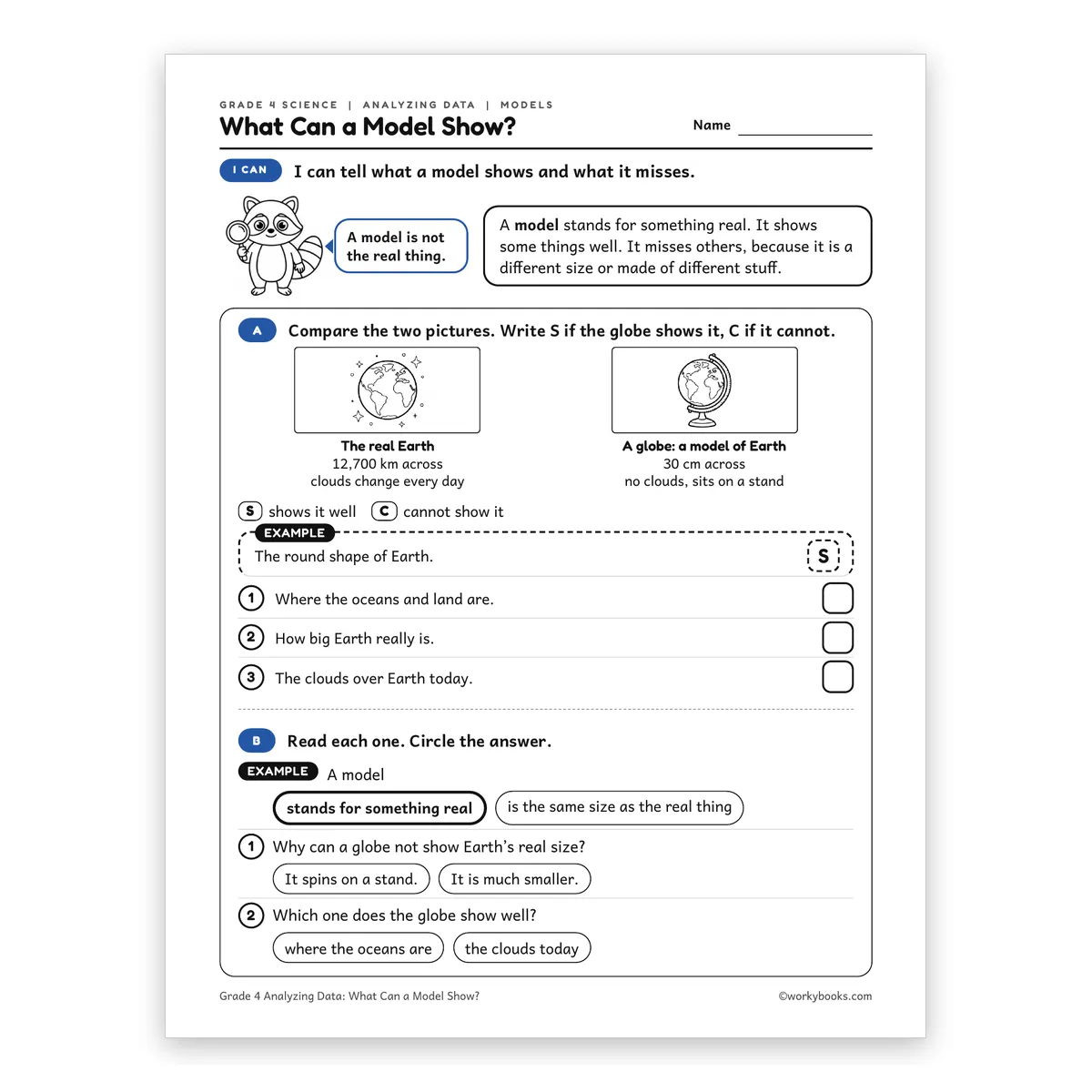 What Can a Model Show? — science worksheet for Grade 4, page 1 of 2