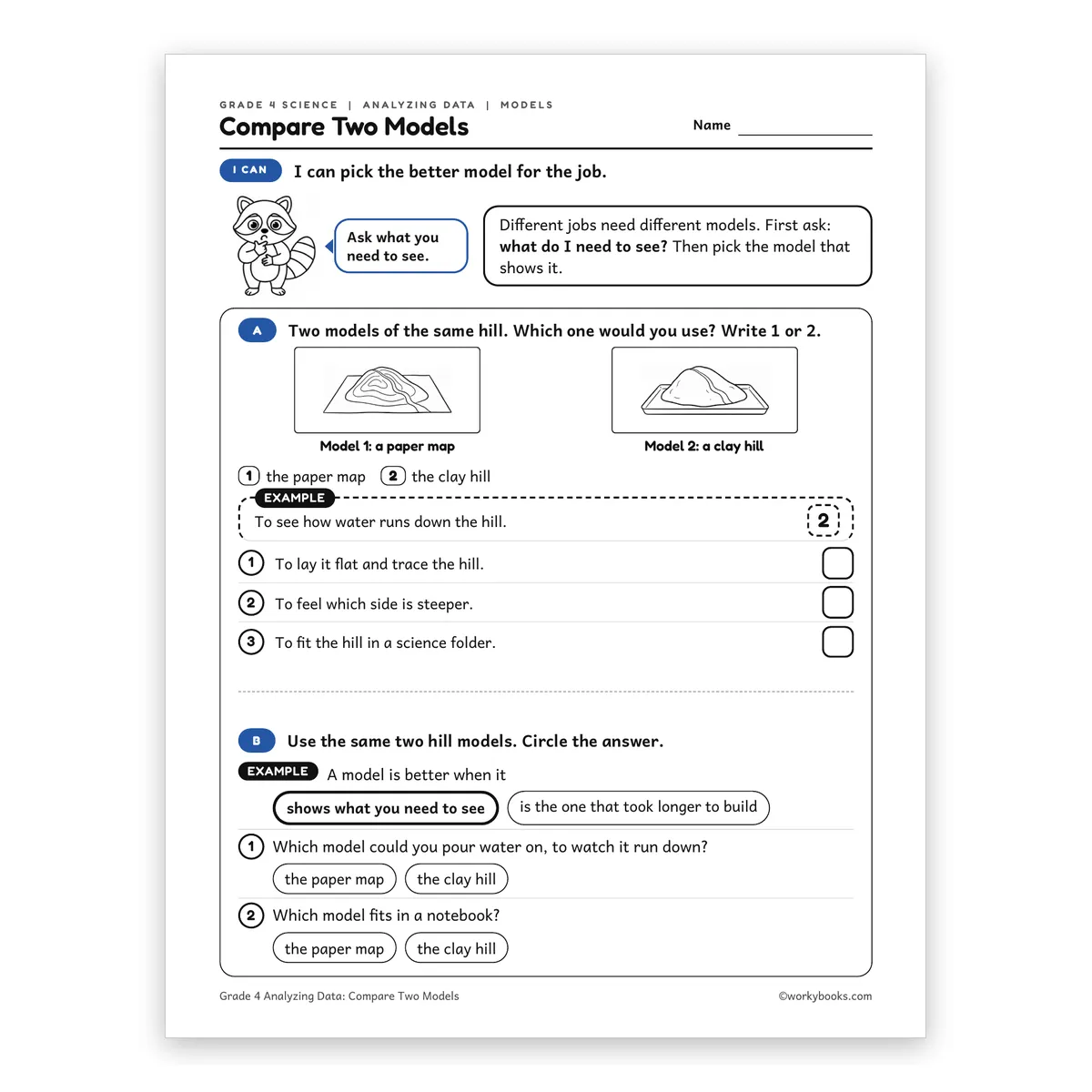 Compare Two Models — science worksheet for Grade 4, page 1 of 2