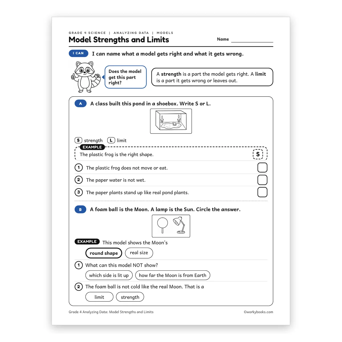 Model Strengths and Limits — science worksheet for Grade 4, page 1 of 2