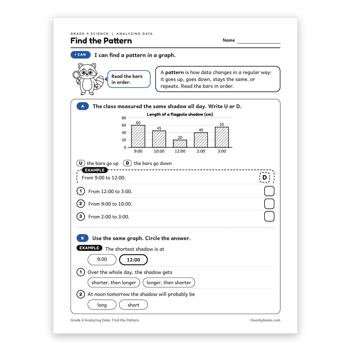 Find the Pattern — science worksheet for Grade 4, page 1 of 2