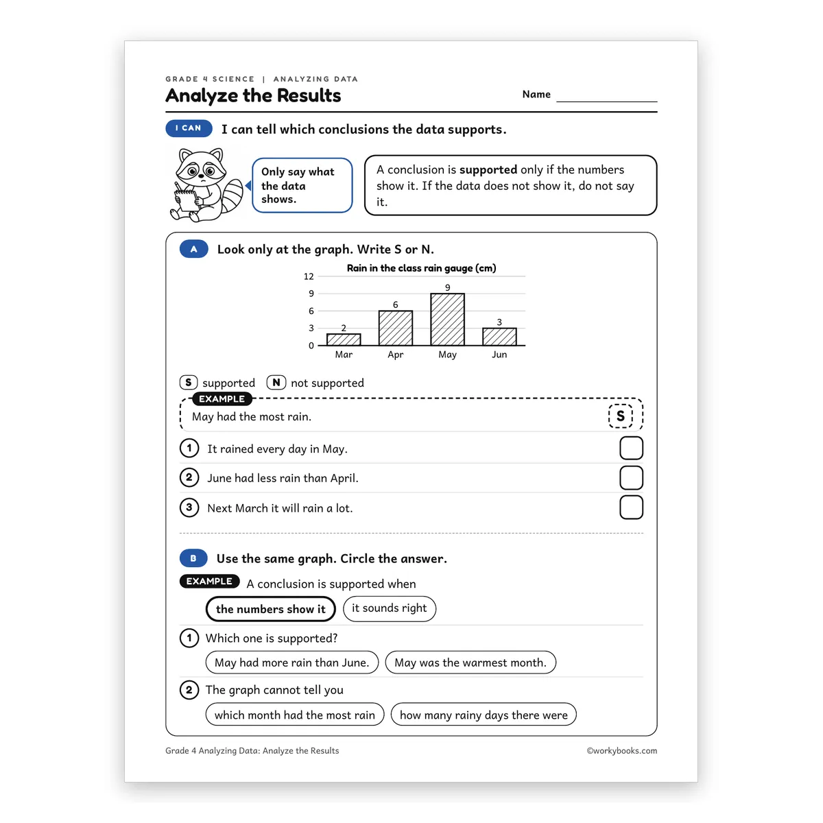 Analyze the Results — science worksheet for Grade 4, page 1 of 2