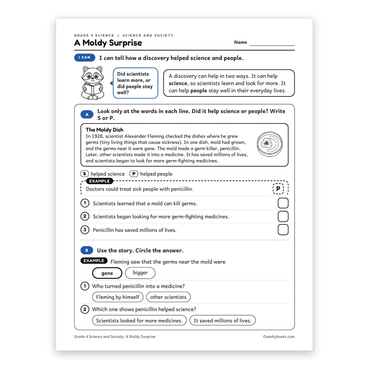 A Moldy Surprise — science worksheet for Grade 4, page 1 of 2