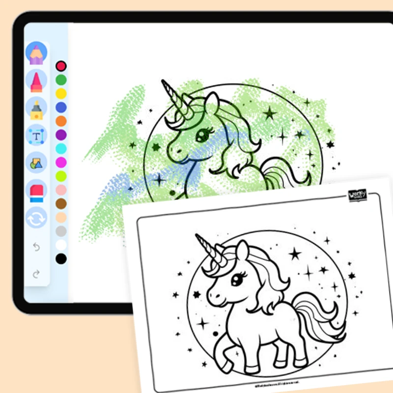 Unicorn and Magical Aura — coloring-pages coloring page for Grade 1, Grade 2, Grade 3, Grade 4, Grade 5, page 1 of 1