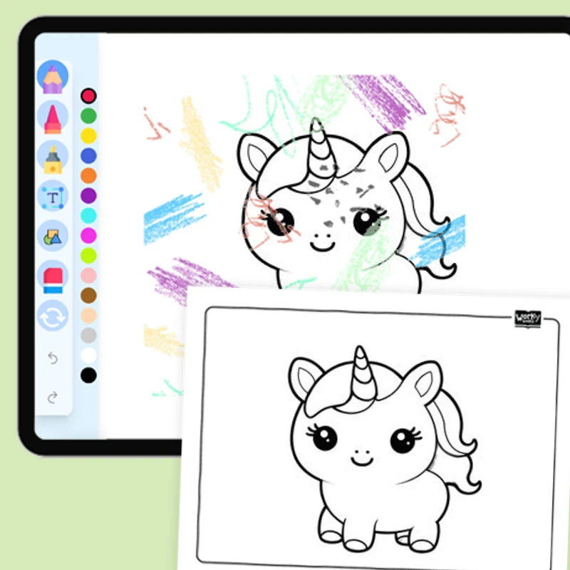 Cute Kawaii Unicorn — coloring-pages coloring page for Grade 1, Grade 2, Grade 3, Grade 4, Grade 5, page 1 of 1