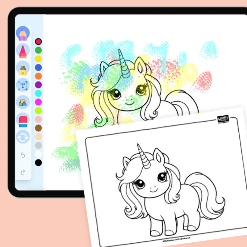 Kawaii Unicorn with Fluffy Mane — coloring-pages coloring page for Grade 1, Grade 2, Grade 3, Grade 4, Grade 5, page 1 of 1