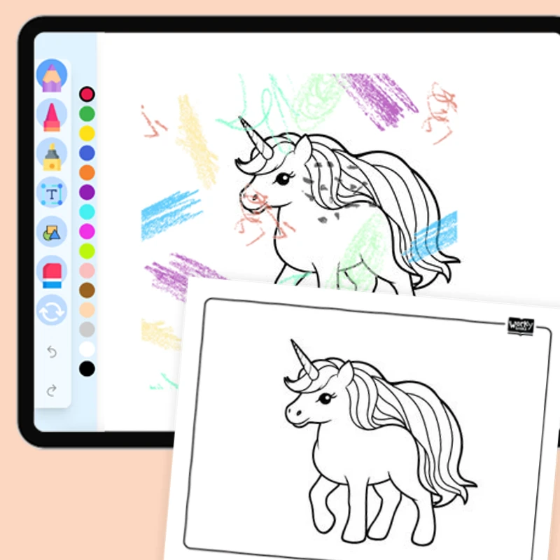 Unicorn with Rainbow Mane — coloring-pages coloring page for Grade 1, Grade 2, Grade 3, Grade 4, Grade 5, page 1 of 1