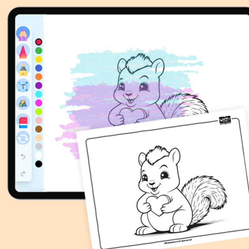 Squirrel's and Acorn — coloring-pages coloring page for Grade 1, Grade 2, Grade 3, Grade 4, Grade 5, page 1 of 1