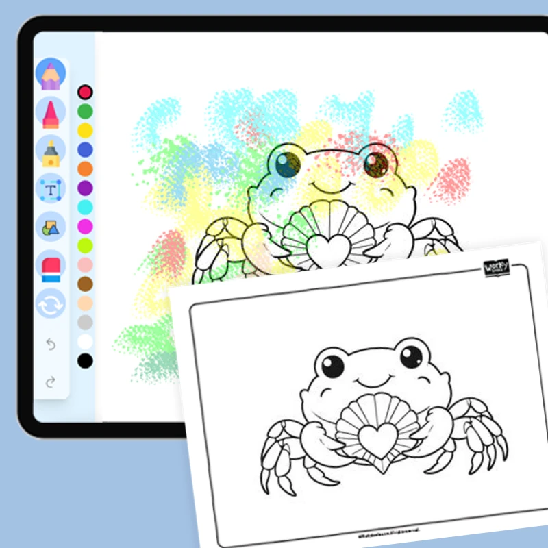 Crab holding a heart-shaped seashell — coloring-pages coloring page for Grade 1, Grade 2, Grade 3, Grade 4, Grade 5, page 1 of 1