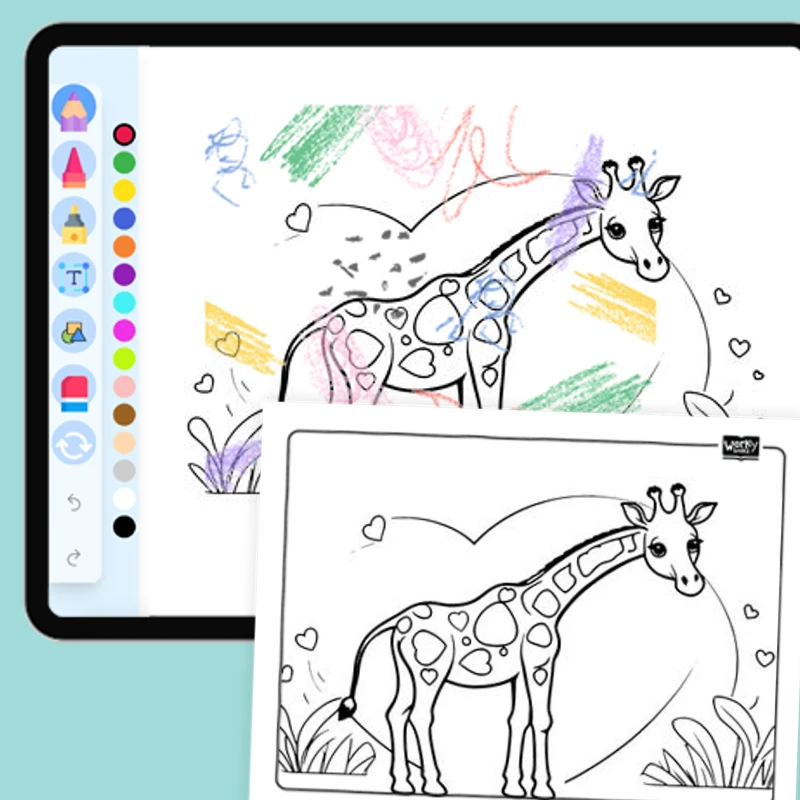 Giraffe with heart-shaped spots — coloring-pages coloring page for Grade 1, Grade 2, Grade 3, Grade 4, Grade 5, page 1 of 1