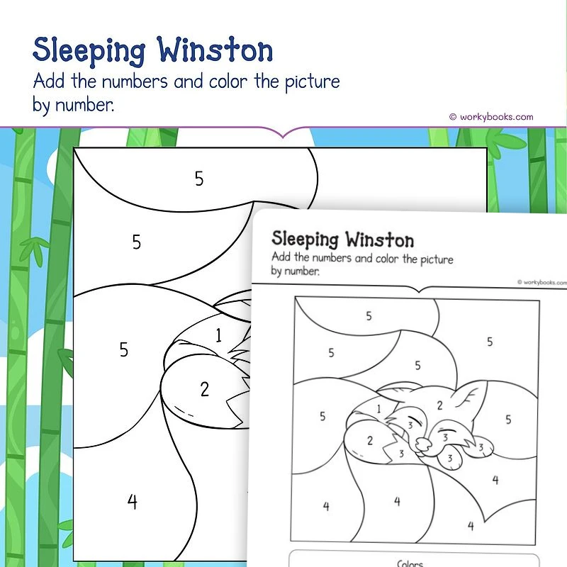 Number Sense Sleeping Winston — math worksheet for Grade K, Grade 1, page 1 of 3