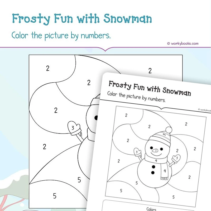 Frosty Fun with Snowman — math worksheet for Grade K, Grade 1, page 1 of 3