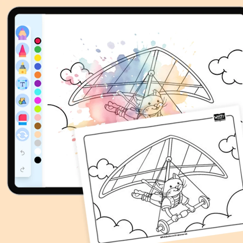 Jo Handgliding — coloring-pages coloring page for Grade 1, Grade 2, Grade 3, Grade 4, Grade 5, page 1 of 1