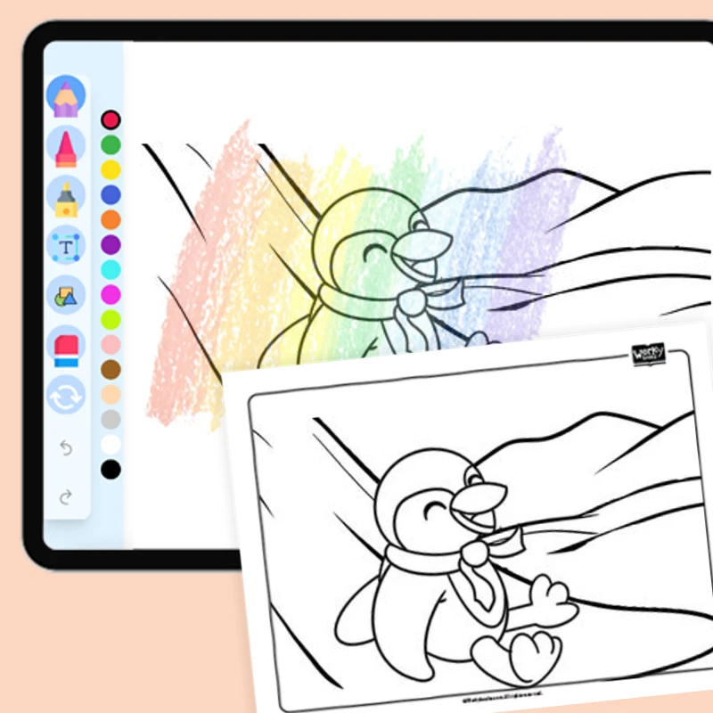 Peyton Sliding in Snow — coloring-pages coloring page for Grade 1, Grade 2, Grade 3, Grade 4, Grade 5, page 1 of 1