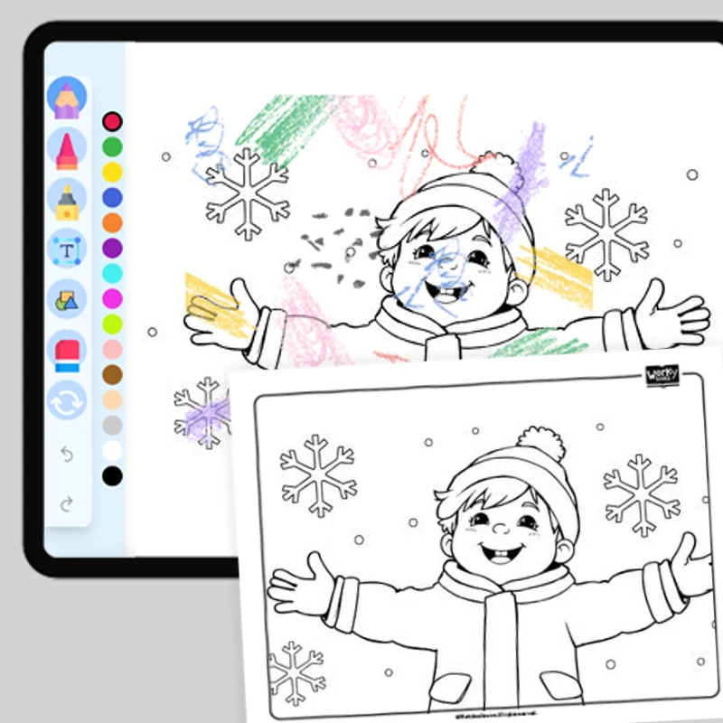 Catching Snowflakes — coloring-pages coloring page for Grade 1, Grade 2, Grade 3, Grade 4, Grade 5, page 1 of 1