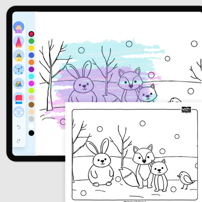 Winter Animals: Rabbit — coloring-pages coloring page for Grade 1, Grade 2, Grade 3, Grade 4, Grade 5, page 1 of 1