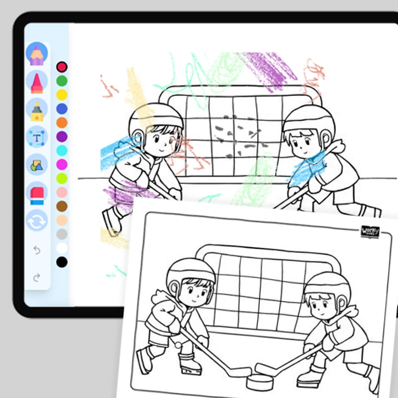 Playing Ice Hockey — coloring-pages coloring page for Grade 1, Grade 2, Grade 3, Grade 4, Grade 5, page 1 of 1