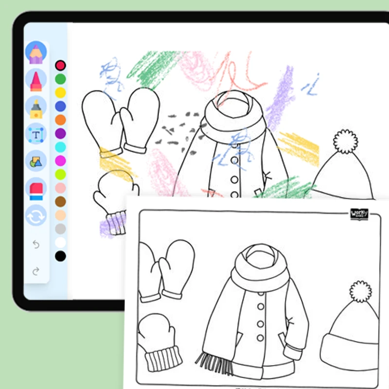 Winter Clothes — coloring-pages coloring page for Grade 1, Grade 2, Grade 3, Grade 4, Grade 5, page 1 of 1