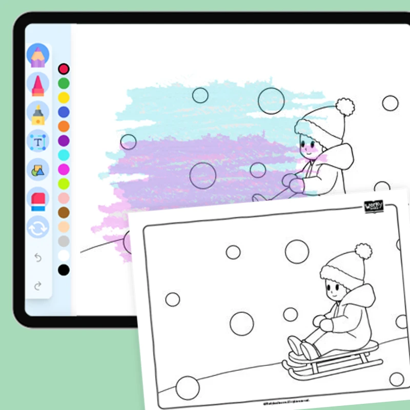 Skiing Down a Mountain — coloring-pages coloring page for Grade 1, Grade 2, Grade 3, Grade 4, Grade 5, page 1 of 1