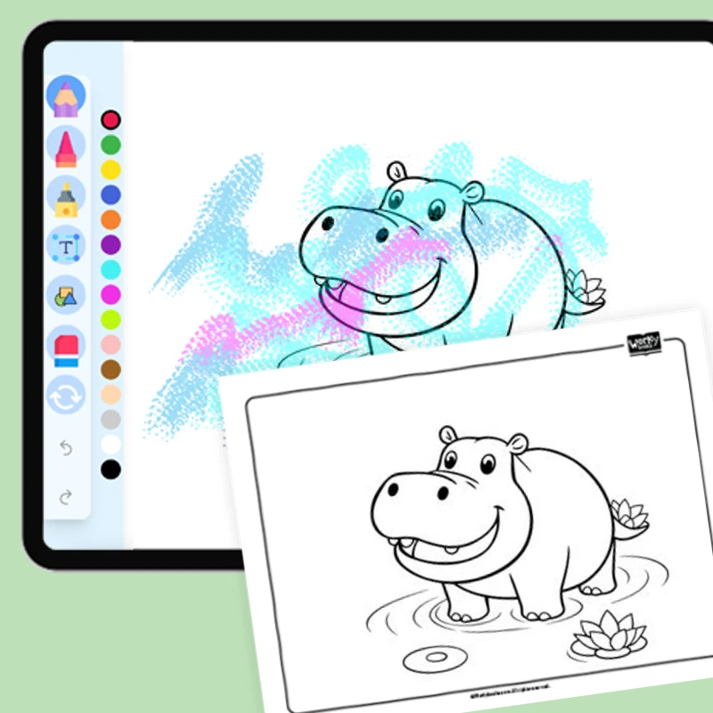 Zoo Animal Hippopotamus — coloring-pages coloring page for Grade 1, Grade 2, Grade 3, Grade 4, Grade 5, page 1 of 1
