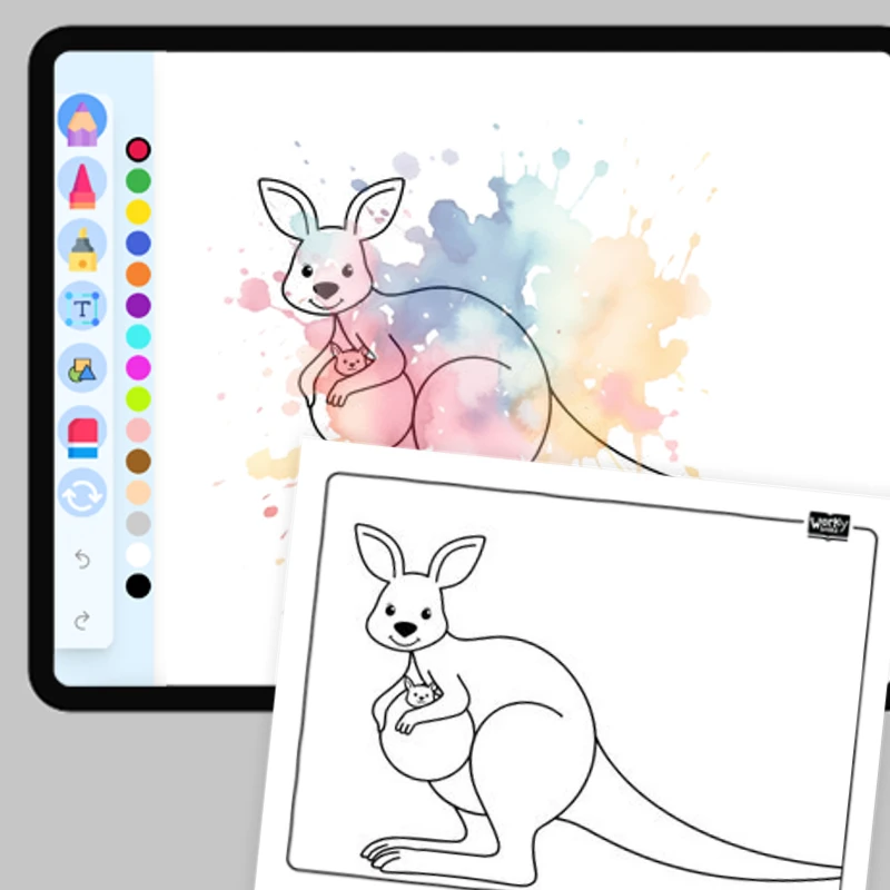 Zoo Animal Kangaroo — coloring-pages coloring page for Grade 1, Grade 2, Grade 3, Grade 4, Grade 5, page 1 of 1