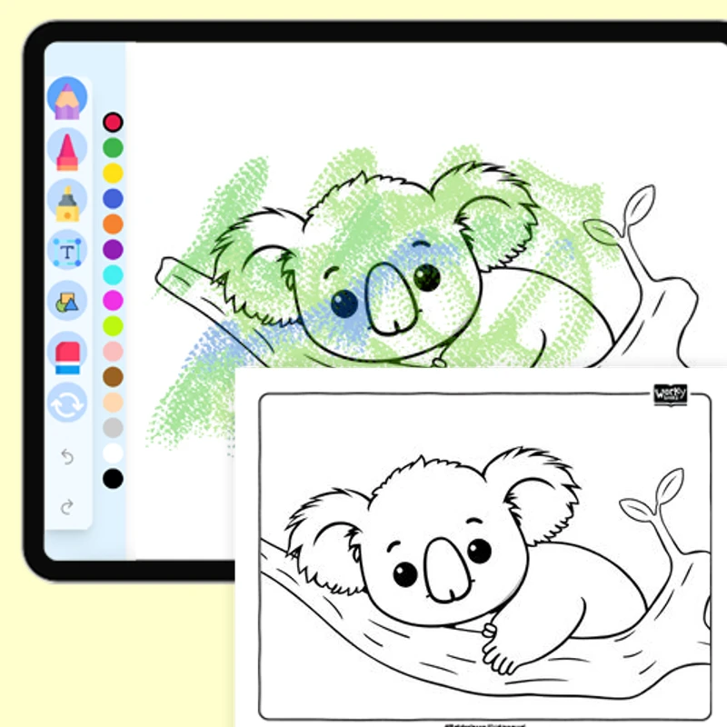 Zoo Animal Koala — coloring-pages coloring page for Grade 1, Grade 2, Grade 3, Grade 4, Grade 5, page 1 of 1