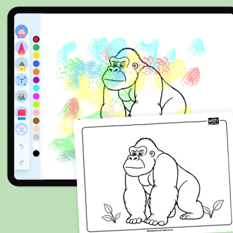 Zoo Animal Gorilla — coloring-pages coloring page for Grade 1, Grade 2, Grade 3, Grade 4, Grade 5, page 1 of 1