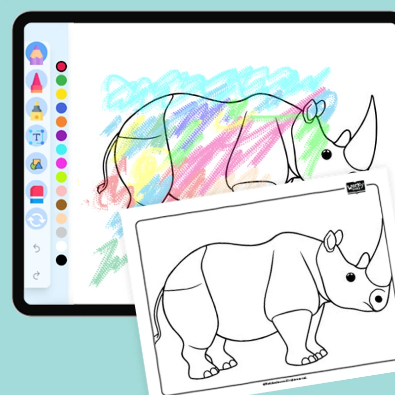 Zoo Animal Rhinoceros — coloring-pages coloring page for Grade 1, Grade 2, Grade 3, Grade 4, Grade 5, page 1 of 1