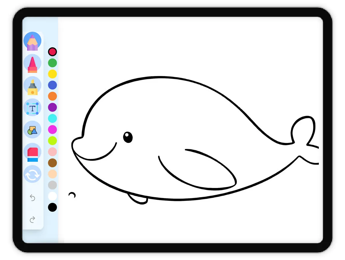 Interactive coloring page preview: Artic Animal Beluga Whale - A fun educational coloring activity - Page 1