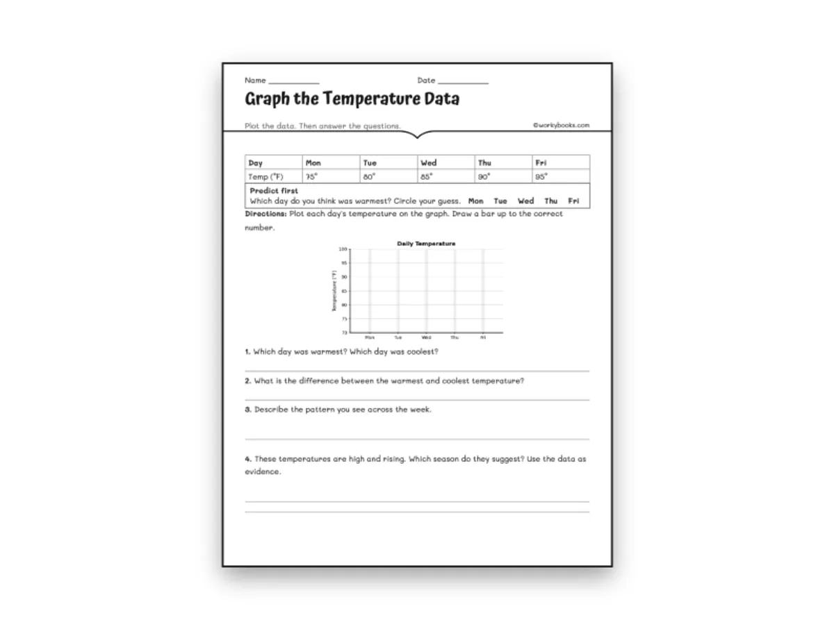 Worksheet preview: Graph the Temperature Data - Page 1 of null