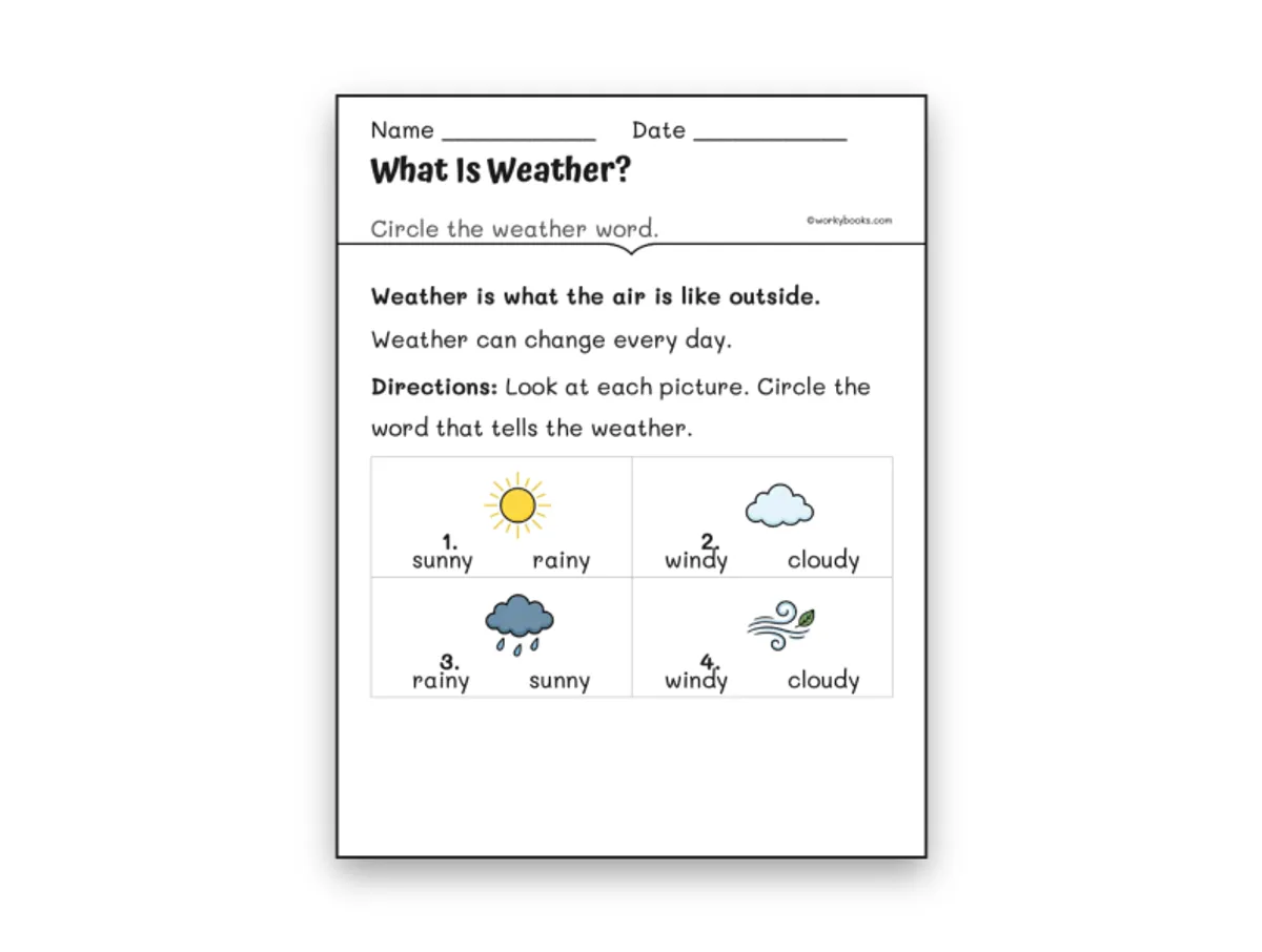 Worksheet preview: What Is Weather? - Page 1 of null