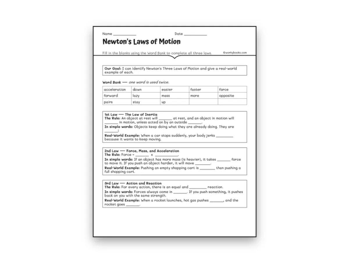 Worksheet preview: Newton's Laws of Motion - Page 1 of null