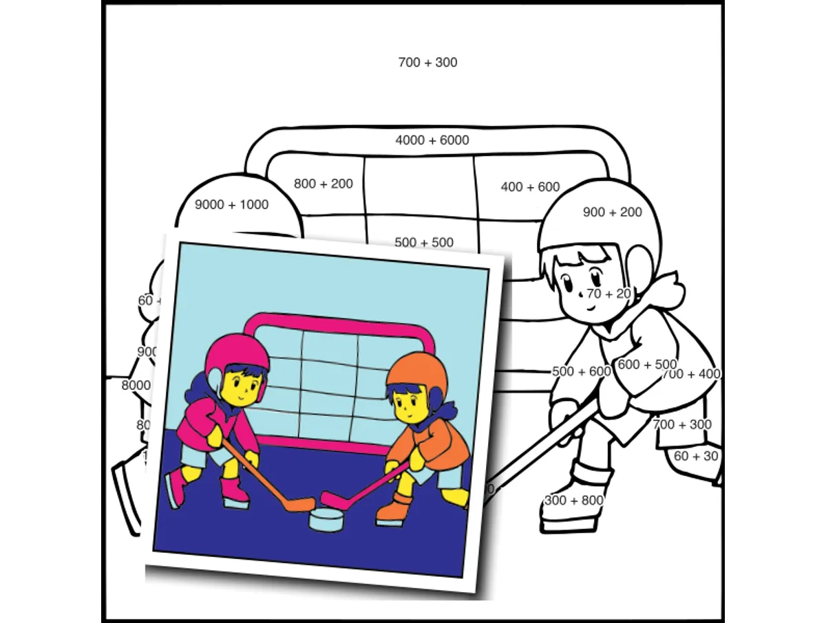 Worksheet preview: Add Multiples of 10 Color by Number — CBN.WINTER.16-4 - Page 1 of 1