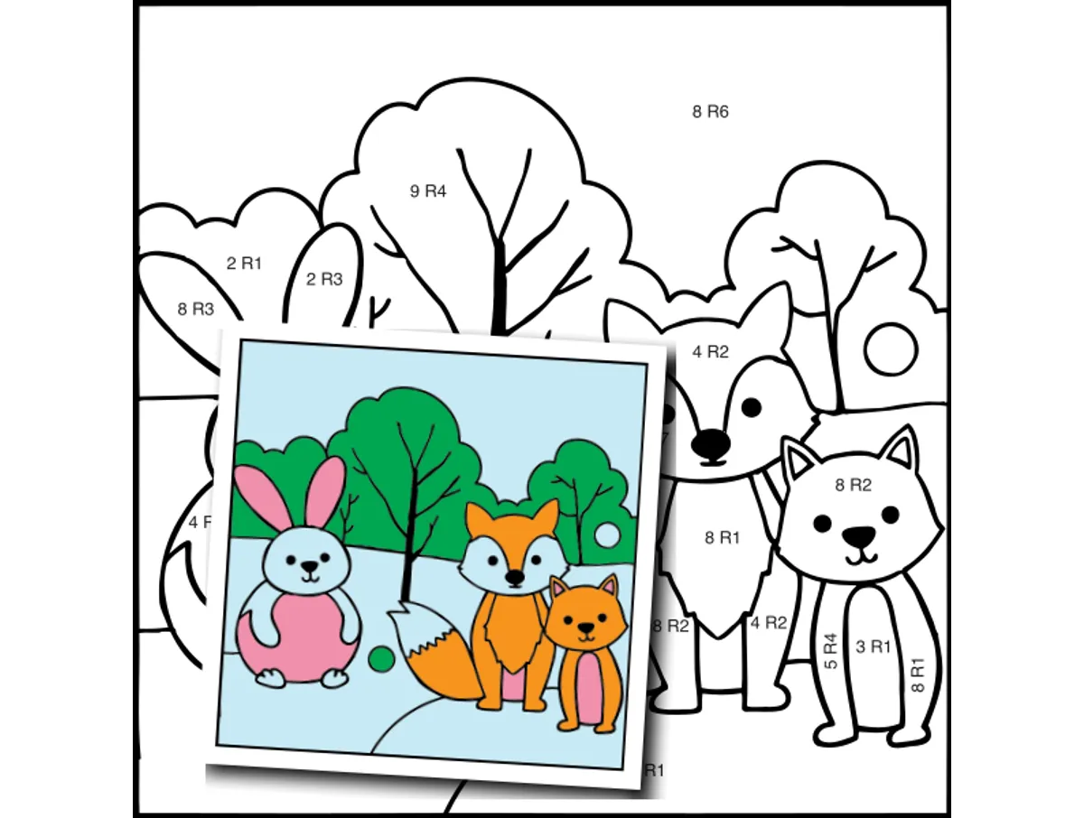 Worksheet preview: Division with Remainders Color by Number — CBN.WINTER.15-4 - Page 1 of 1