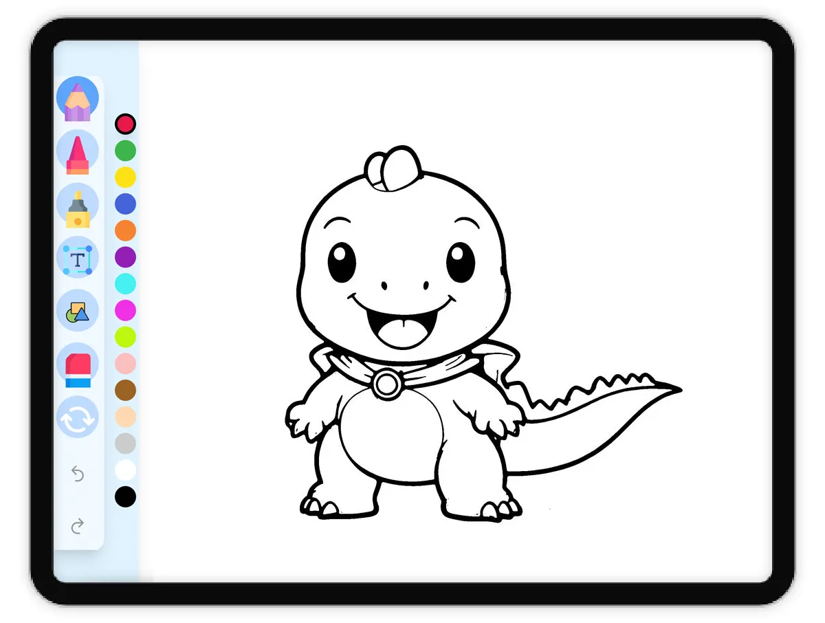 Interactive coloring page preview: Dino's Super Hero - A fun educational coloring activity - Page 1