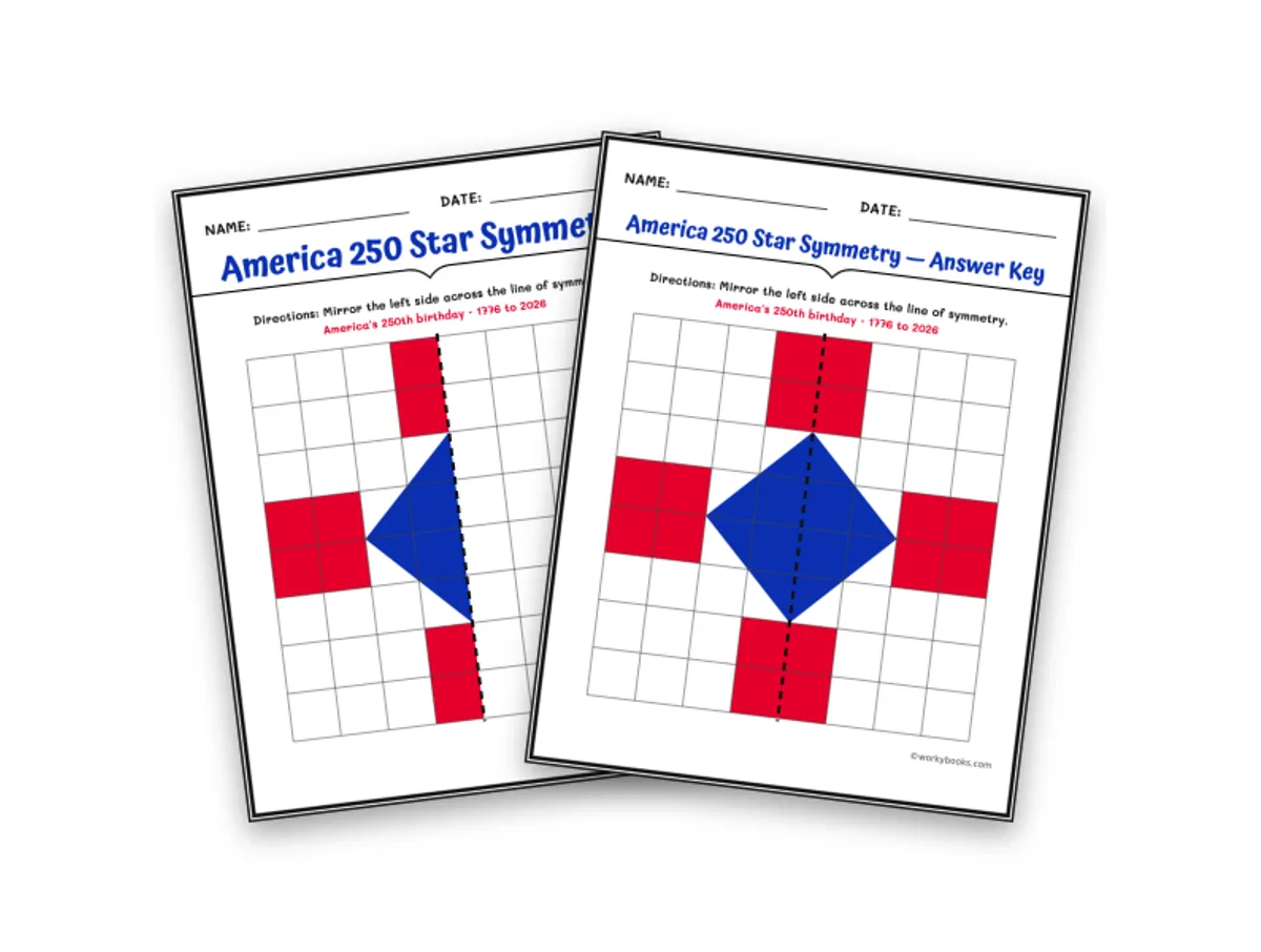 Worksheet preview: America 250 Star Symmetry - Page 1 of null
