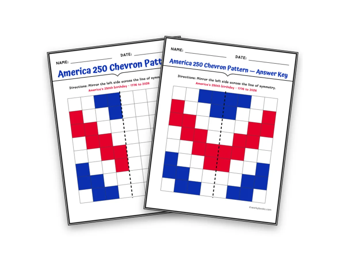 Worksheet preview: America 250 Chevron Pattern - Page 1 of null