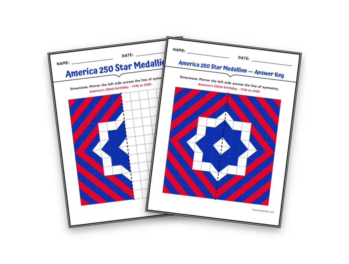 Worksheet preview: America 250 Star Medallion - Page 1 of null