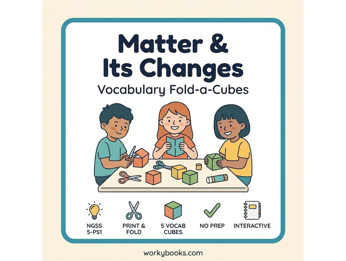 Worksheet preview: Matter and Its Changes — Fold-a-Cubes - Page 1 of null