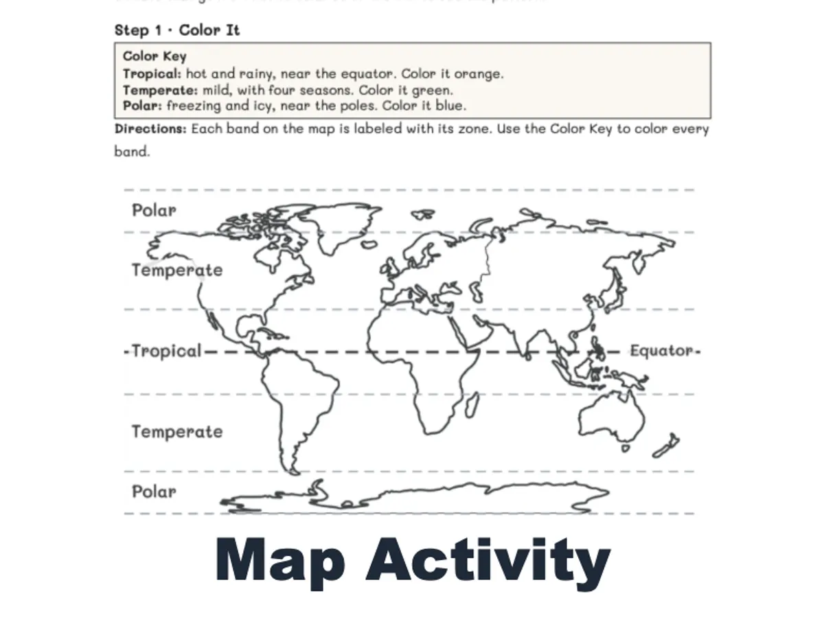 Worksheet preview: Color the Climate Zones - Page 1 of null